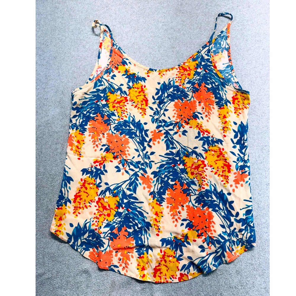 Cuesta Blanca Floral Cami Womens 46 Multicolor Spaghetti Strap V-Neck Tank Top